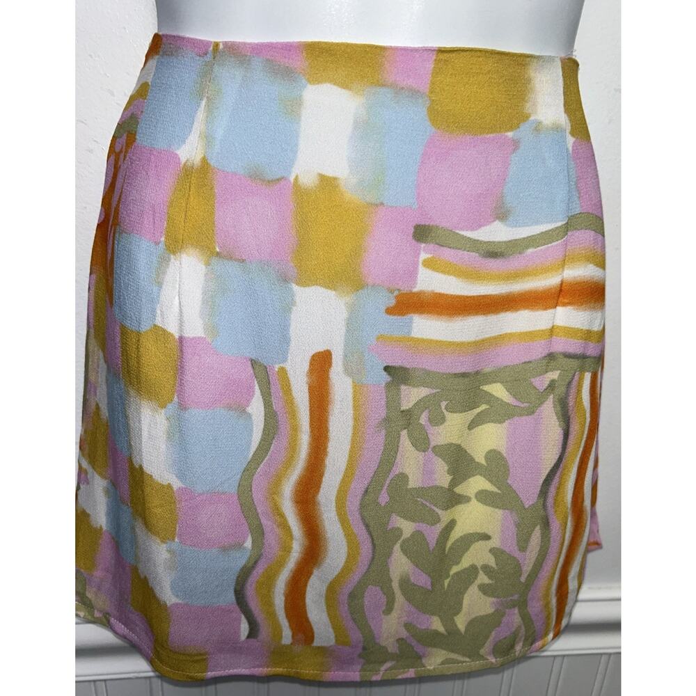 Princess Polly Womens Mini Skirt 4 Fitted Pastel Abstract Pencil Lined Summer S